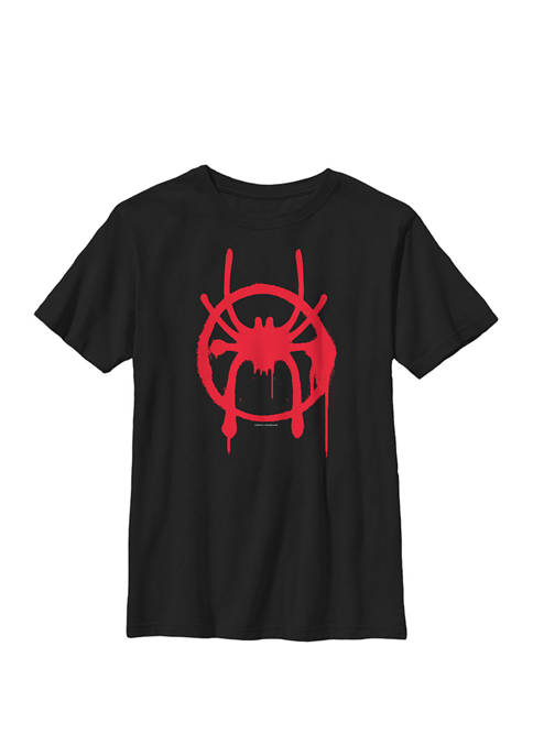 Spiderverse Miles Symbol Tag Crew Graphic T-Shirt