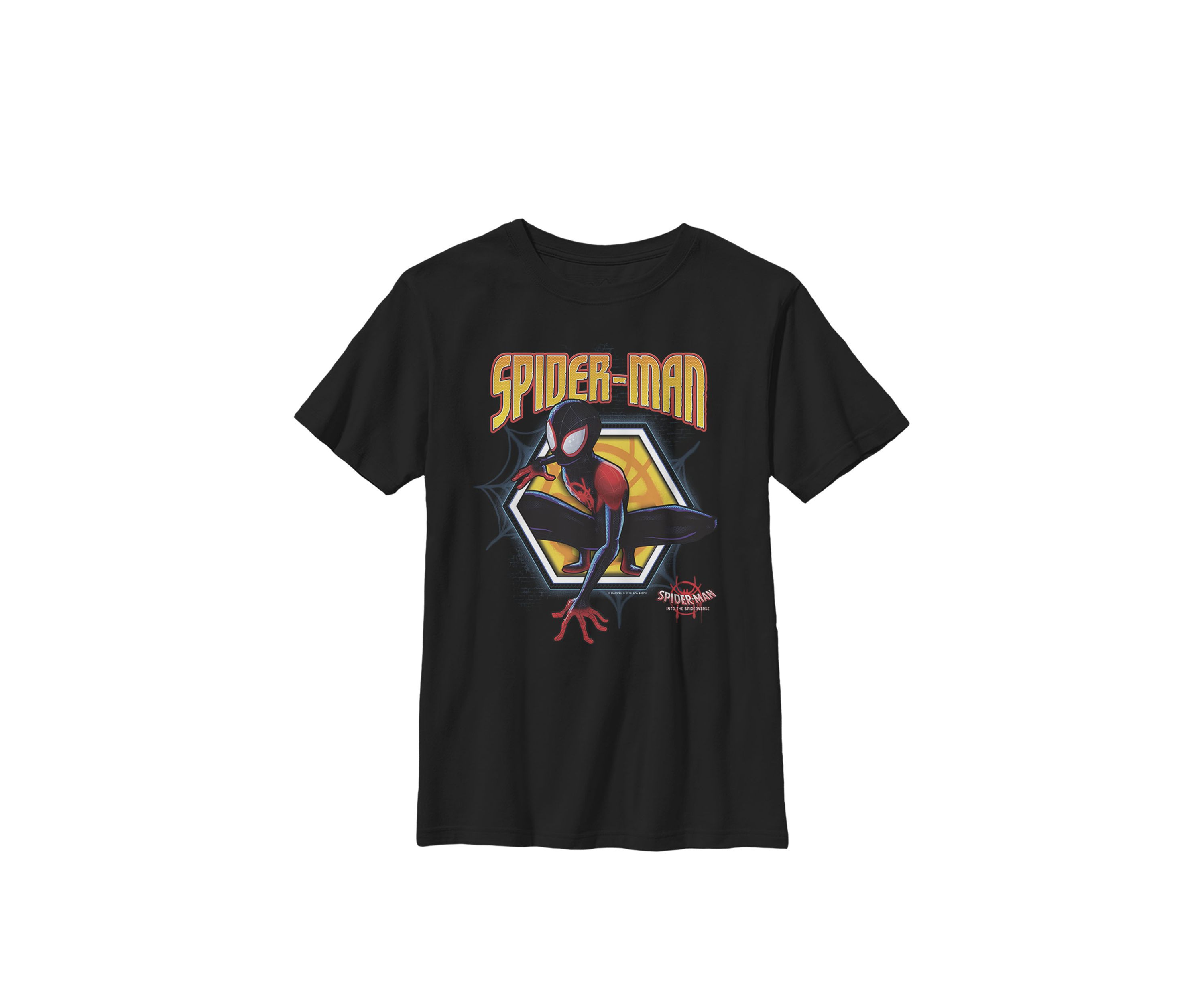Spiderverse Spider-Man Golden Hexagon Crew Graphic T-Shirt
