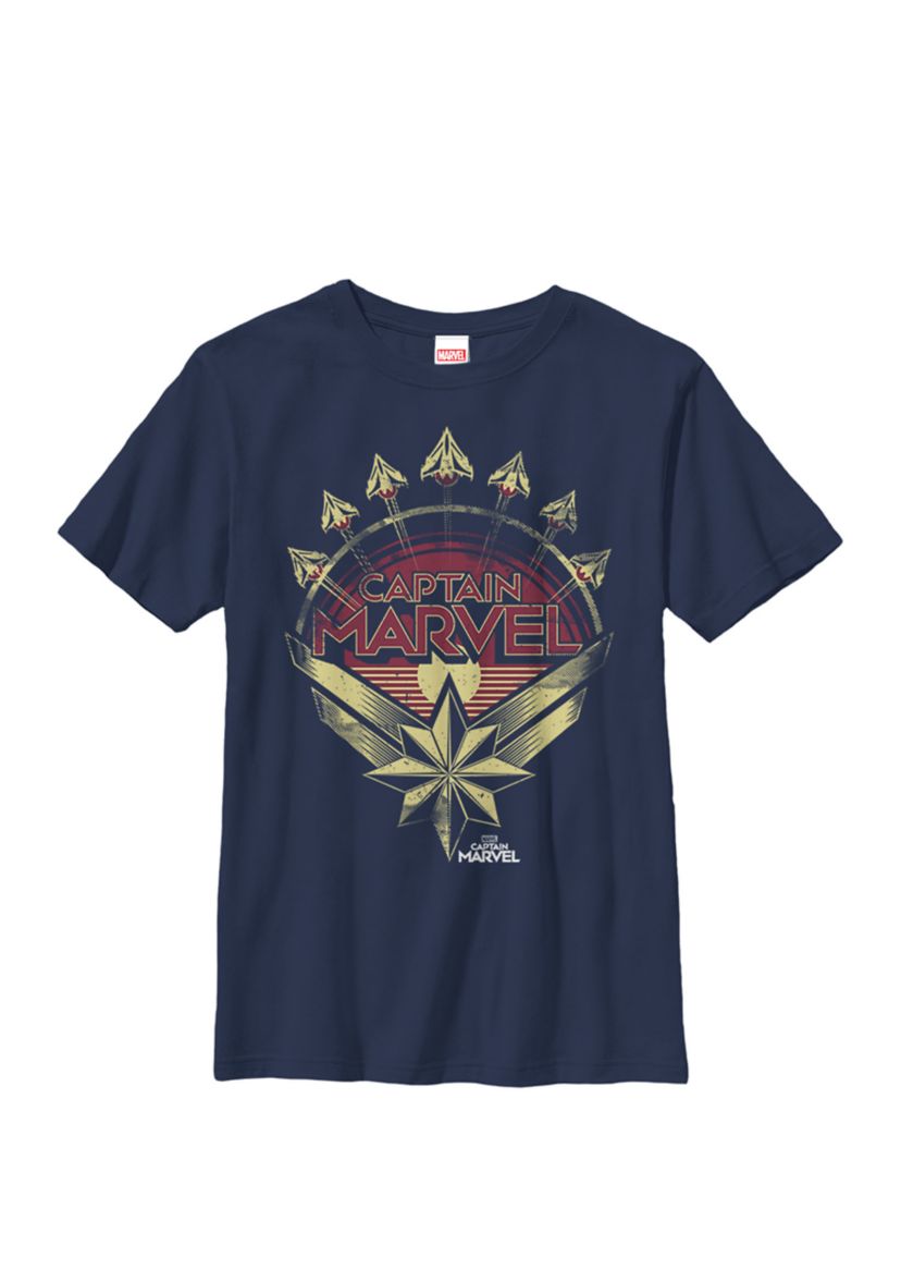 Captain Marvel Airplane Circle Poster Graphic T-Shirt