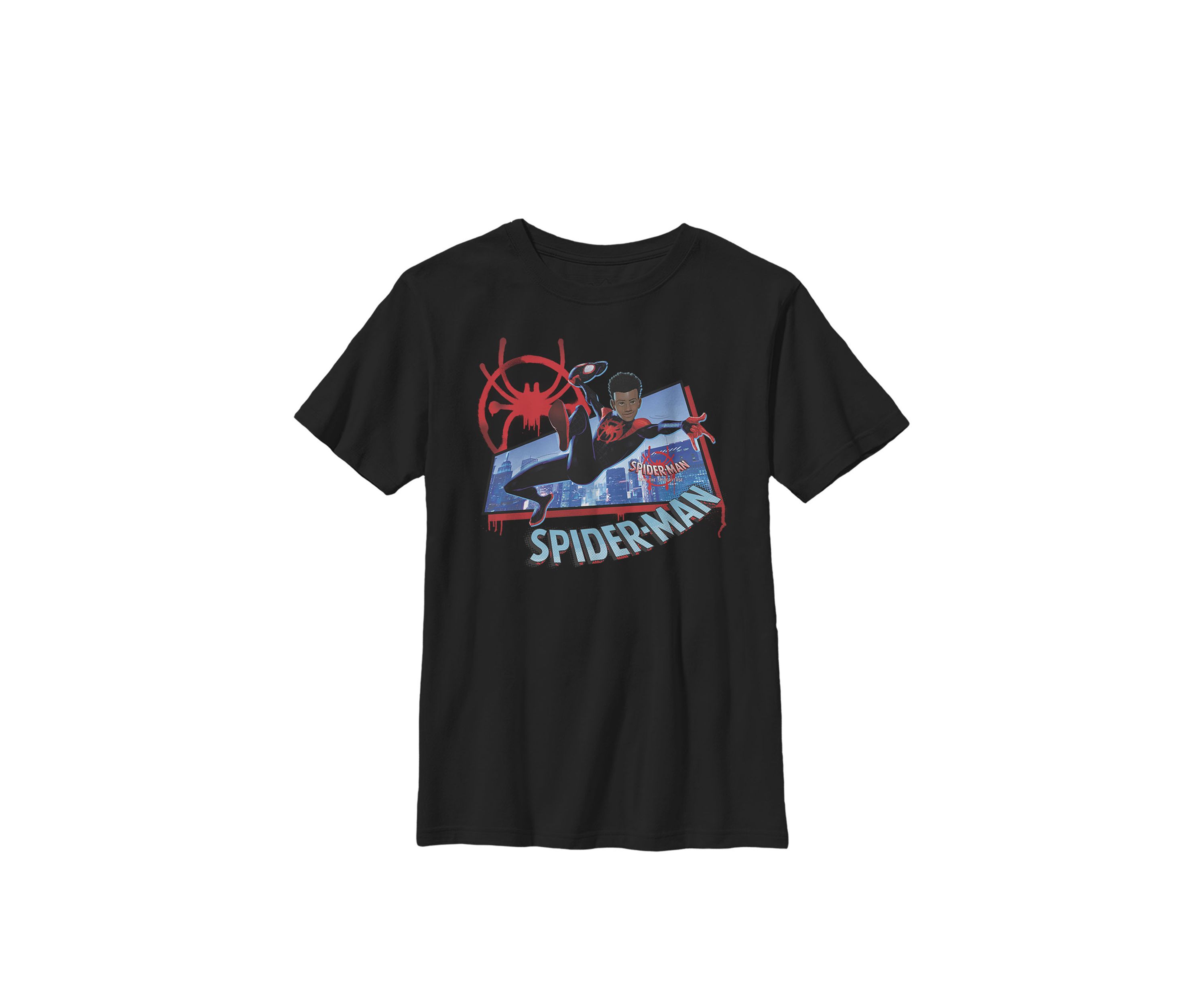 Boys 8-20 Spiderverse Miles Kick Above City Graphic T-Shirt