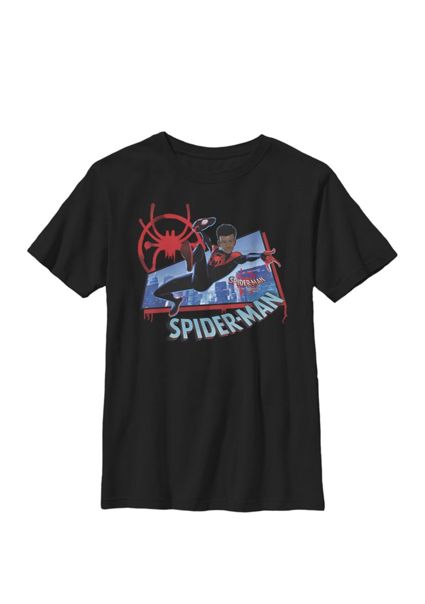 Boys 8-20 Spiderverse Miles Kick Above City Graphic T-Shirt