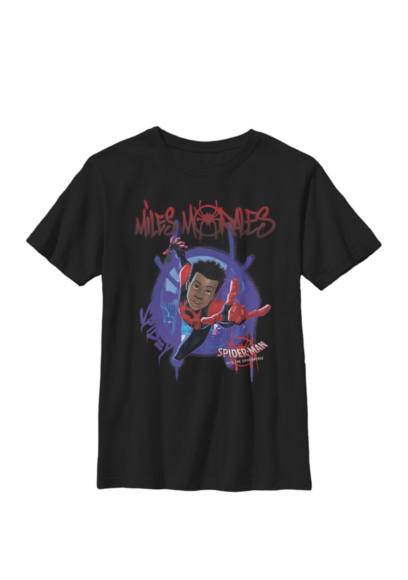 Boys 8-20 Spiderverse Miles Morales Splat  Graphic T-Shirt