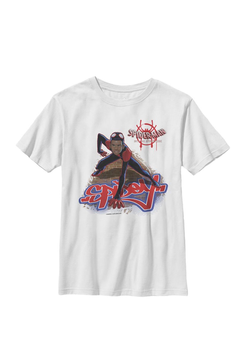 Boys 8-20 Spiderverse Miles Brick Climb Graphic T-Shirt