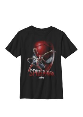 A Bugs Life Boys 8-20 Infinity War Spider-Man Game Face Graphic T-Shirt, Black, Large -  0194231189563