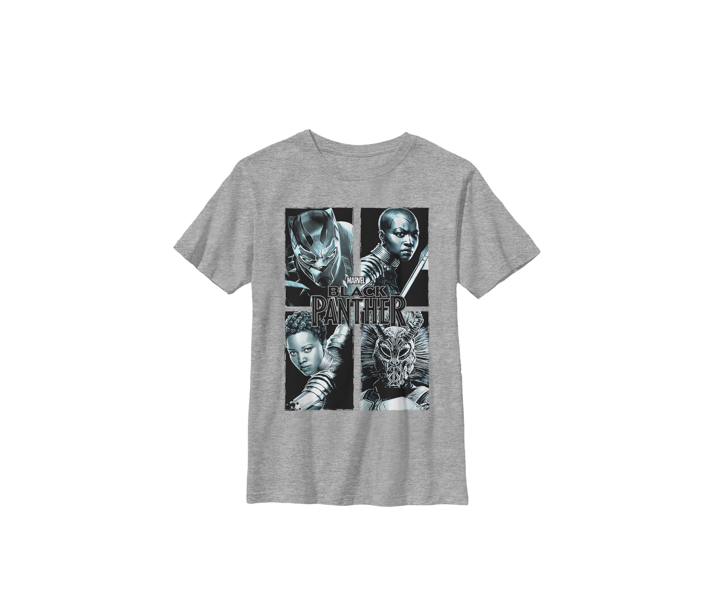 Boys 8-20 Black Panther Group Shot Quad Panel Poster Graphic T-Shirt 