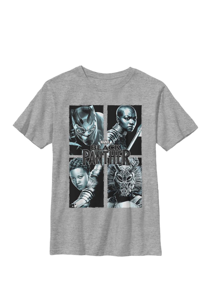 Boys 8-20 Black Panther Group Shot Quad Panel Poster Graphic T-Shirt 