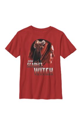 A Bugs Life Boys 8-20 Infinity War Scarlet Witch Profile Graphic T-Shirt, Red, Large -  0194231159313