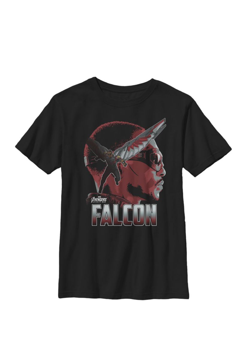Boys 8-20 Infinity War Falcon Big Head Profile Graphic T-Shirt 