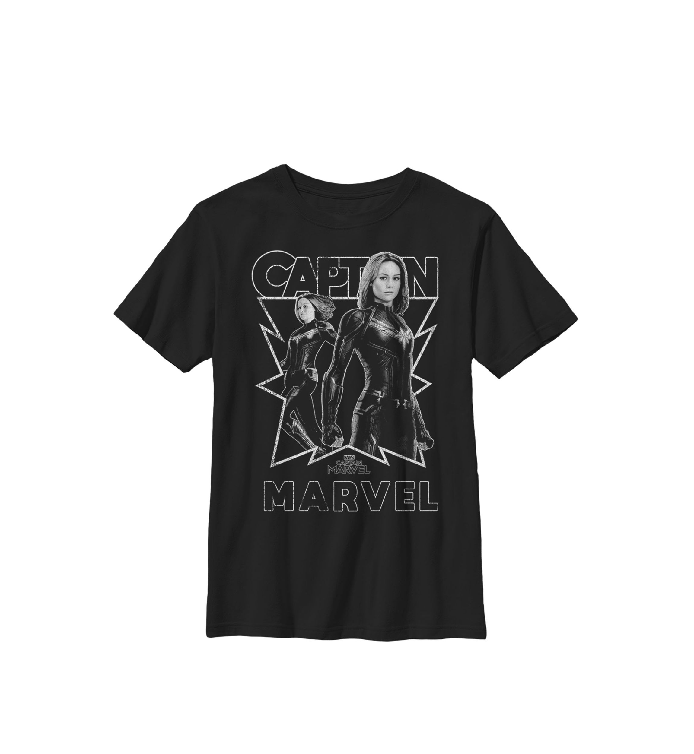 Boys 8-20 Captain Marvel Posed Black and White Graphic Poster T-Shirt