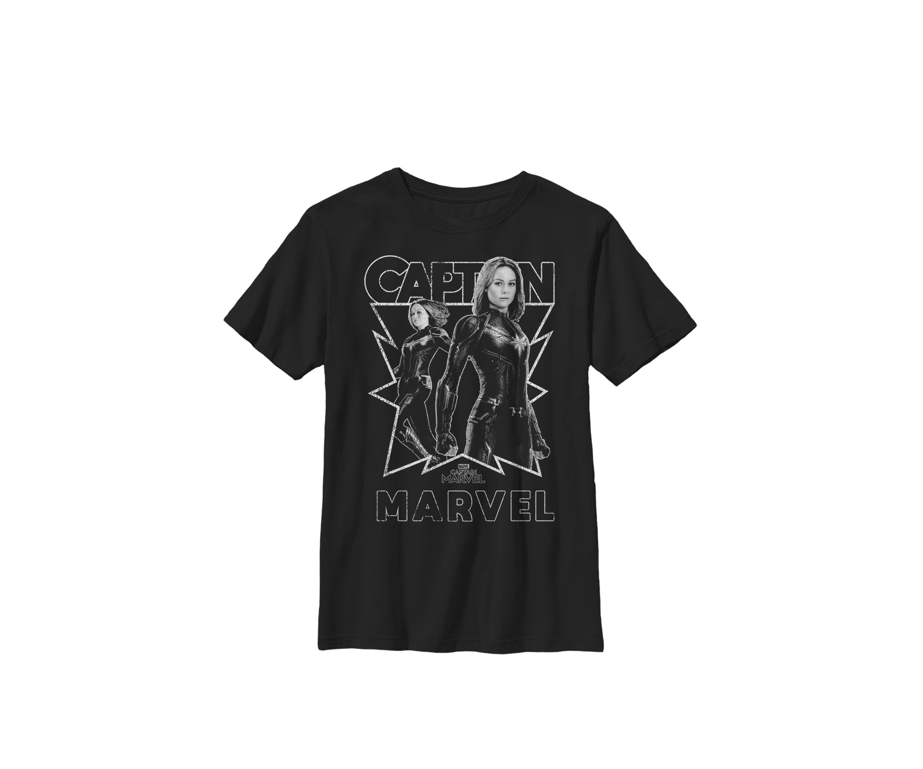 Boys 8-20 Captain Marvel Posed Black and White Graphic Poster T-Shirt