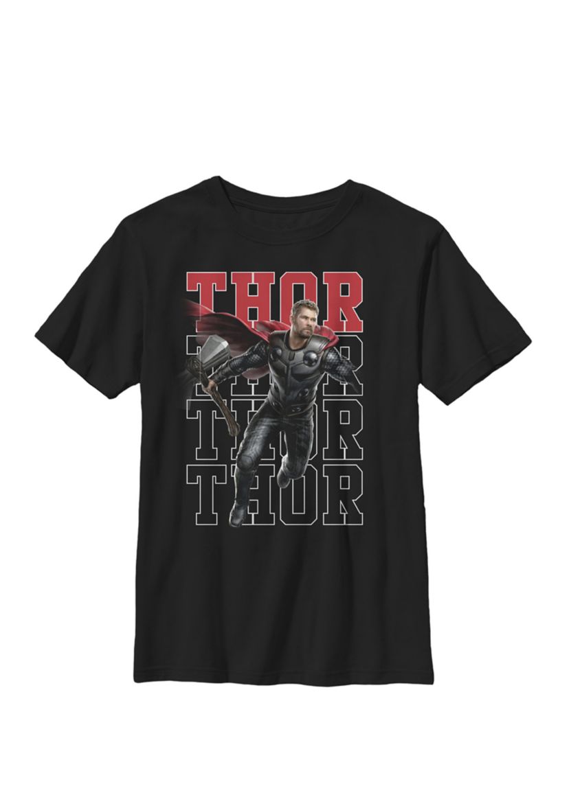 Boys 8-20 Avengers Endgame Thor Pose Name Stack Graphic T-Shirt 