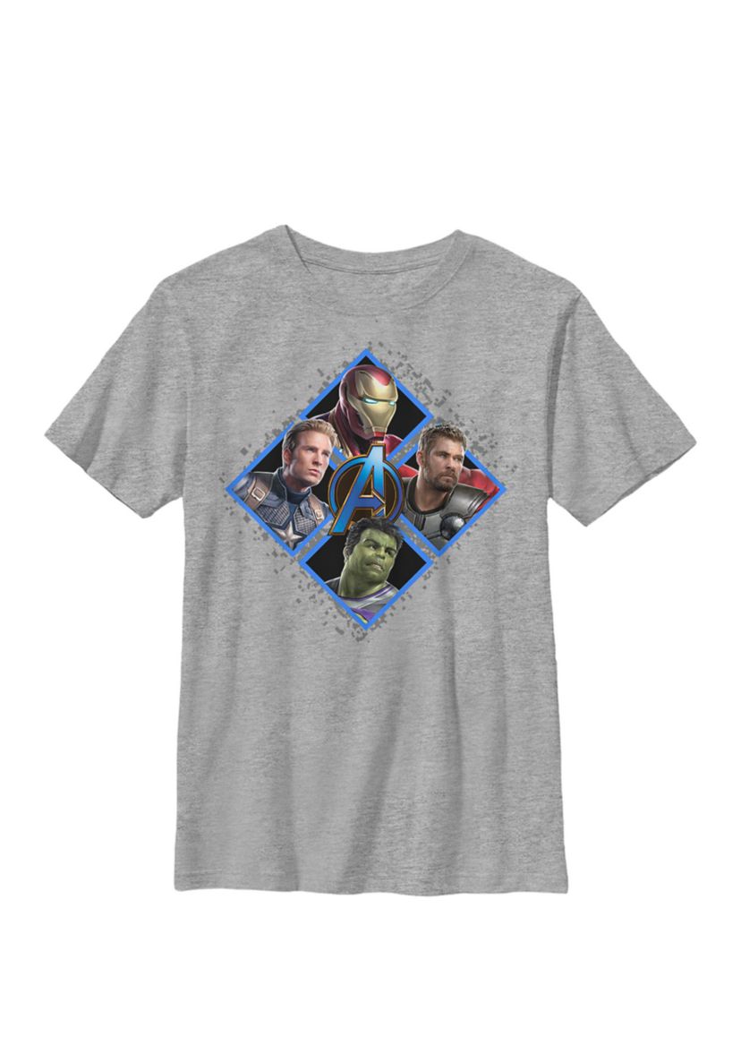  Avengers Endgame Triangle Head Shot Crew Graphic T-Shirt