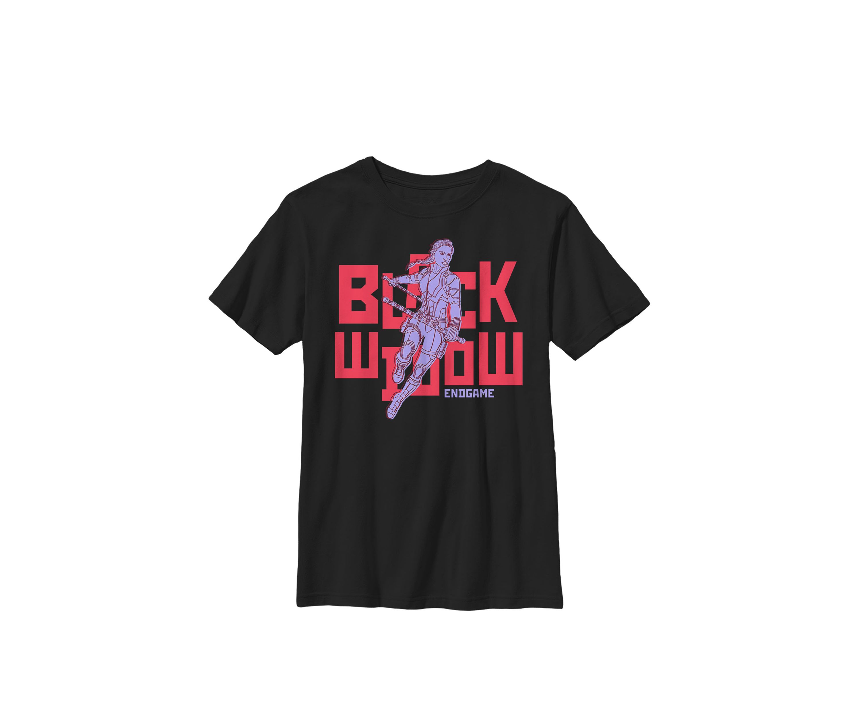 Avengers Endgame Black Widow Bold Name Logo Crew Graphic T-Shirt