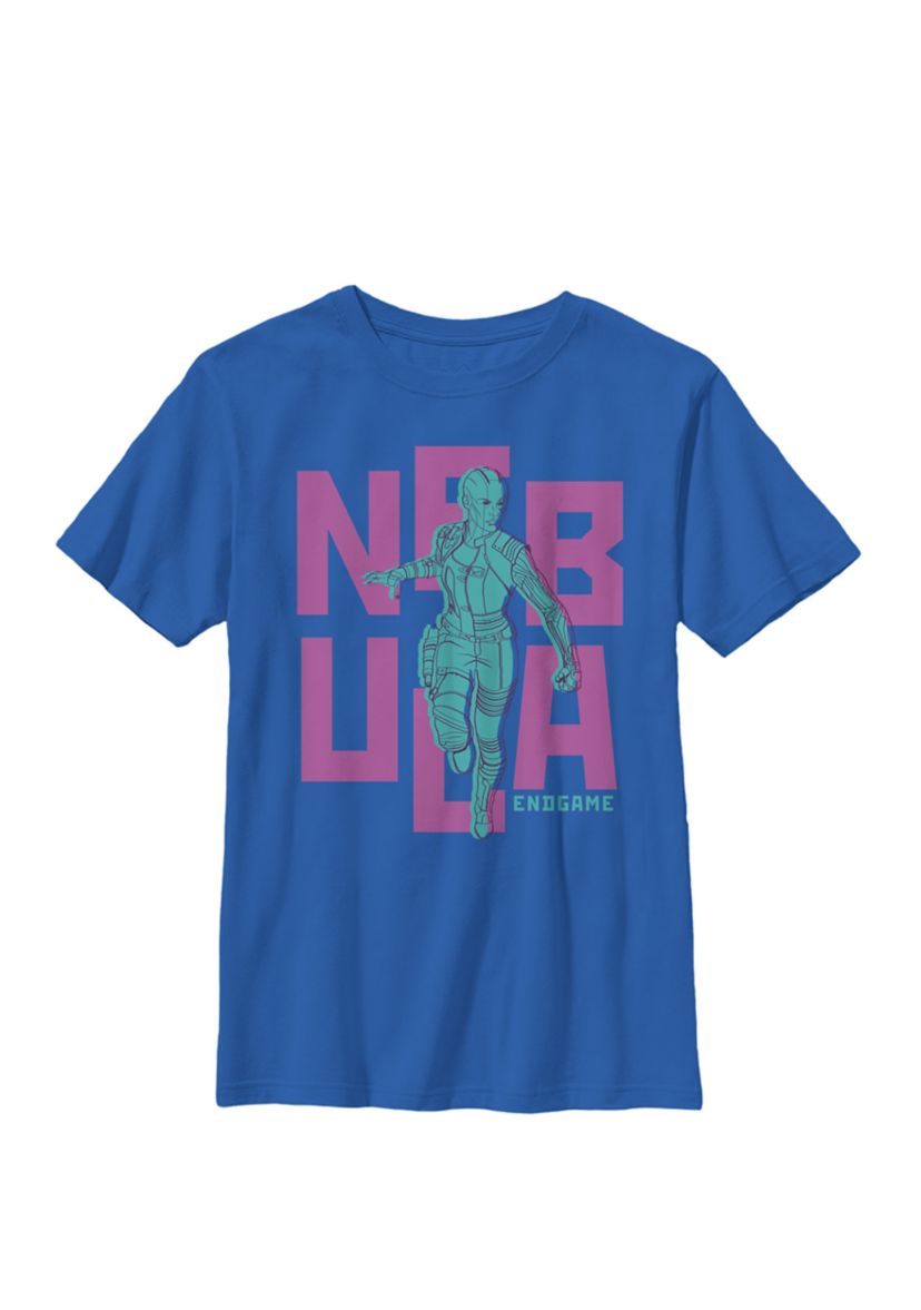 Avengers Endgame Nebula Bold Name Logo Crew Graphic T-Shirt