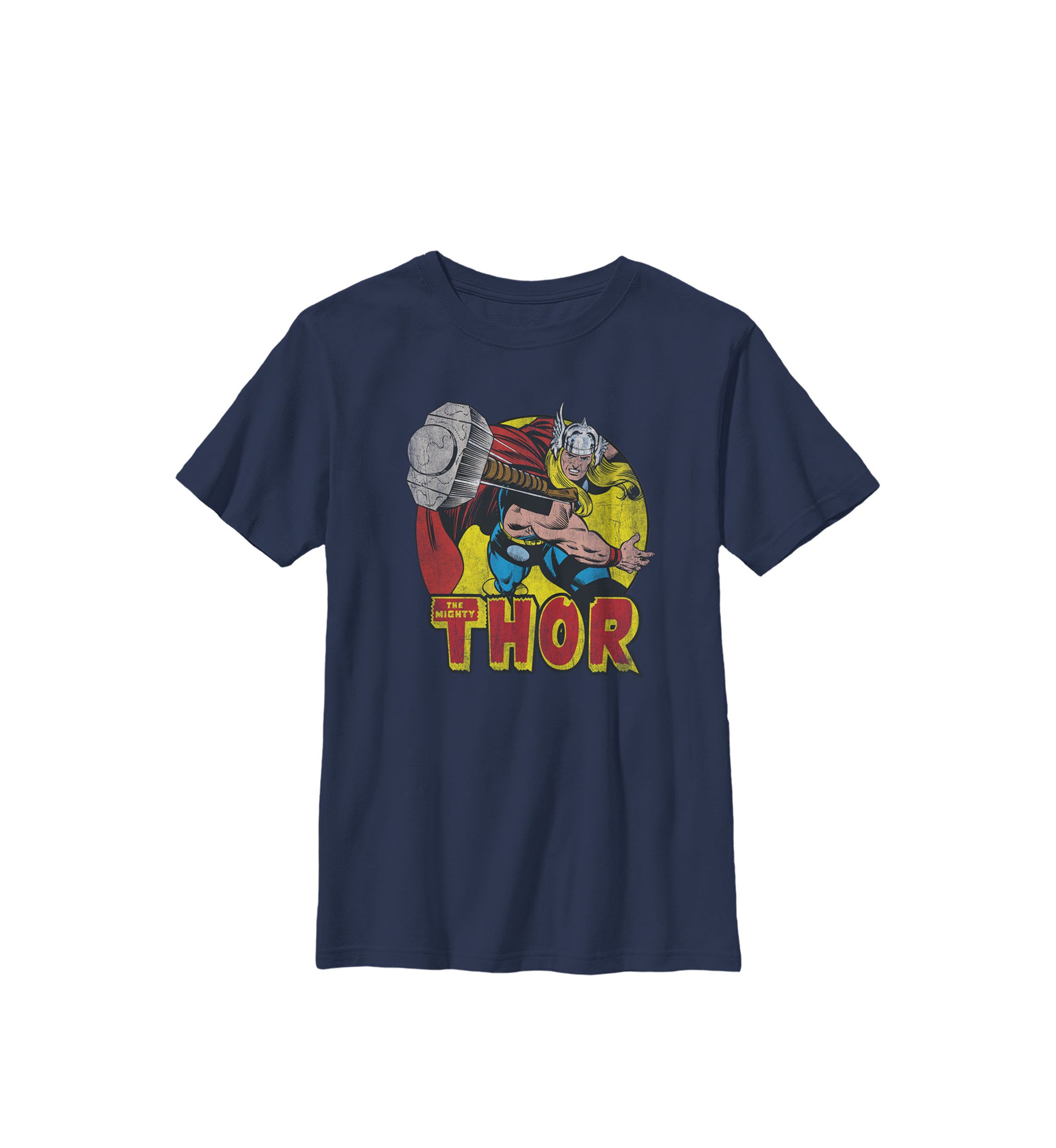  Mighty Thor Hammer Throw Vintage Crew Graphic T-Shirt