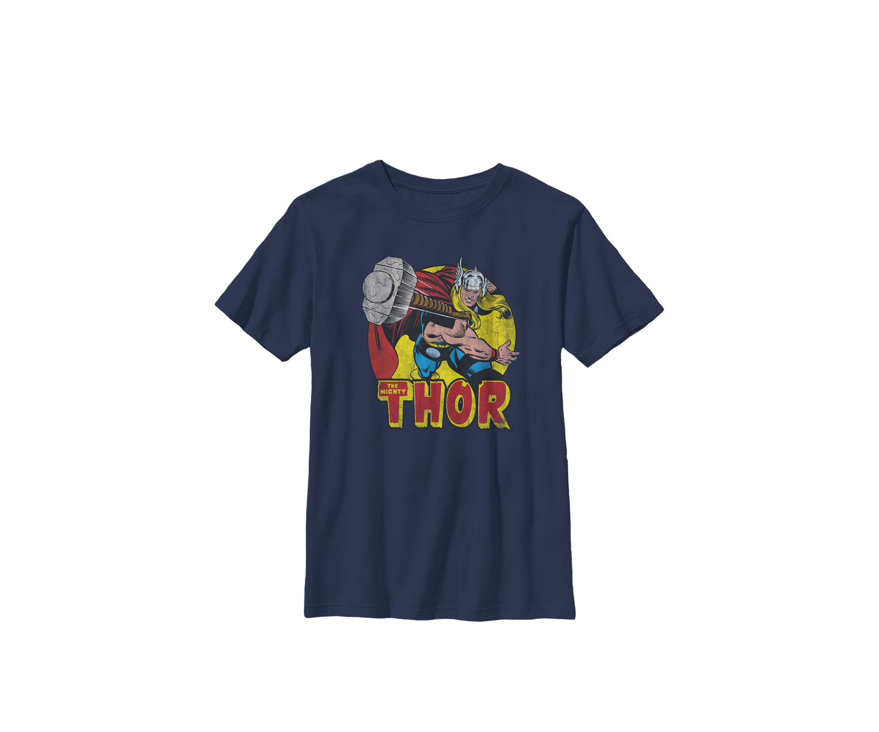  Mighty Thor Hammer Throw Vintage Crew Graphic T-Shirt