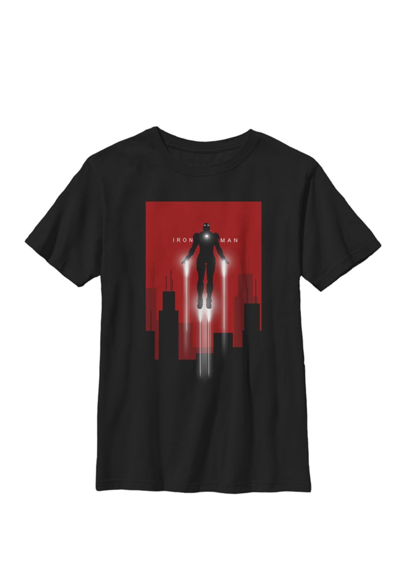 Iron Man in Flight Deco Art Style Crew Graphic T-Shirt