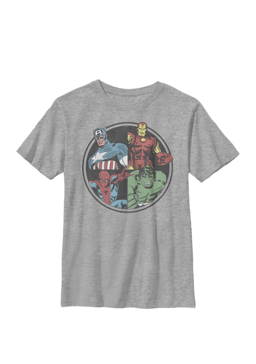  Avengers Classic Circle Group Shot Poster Crew Graphic T-Shirt