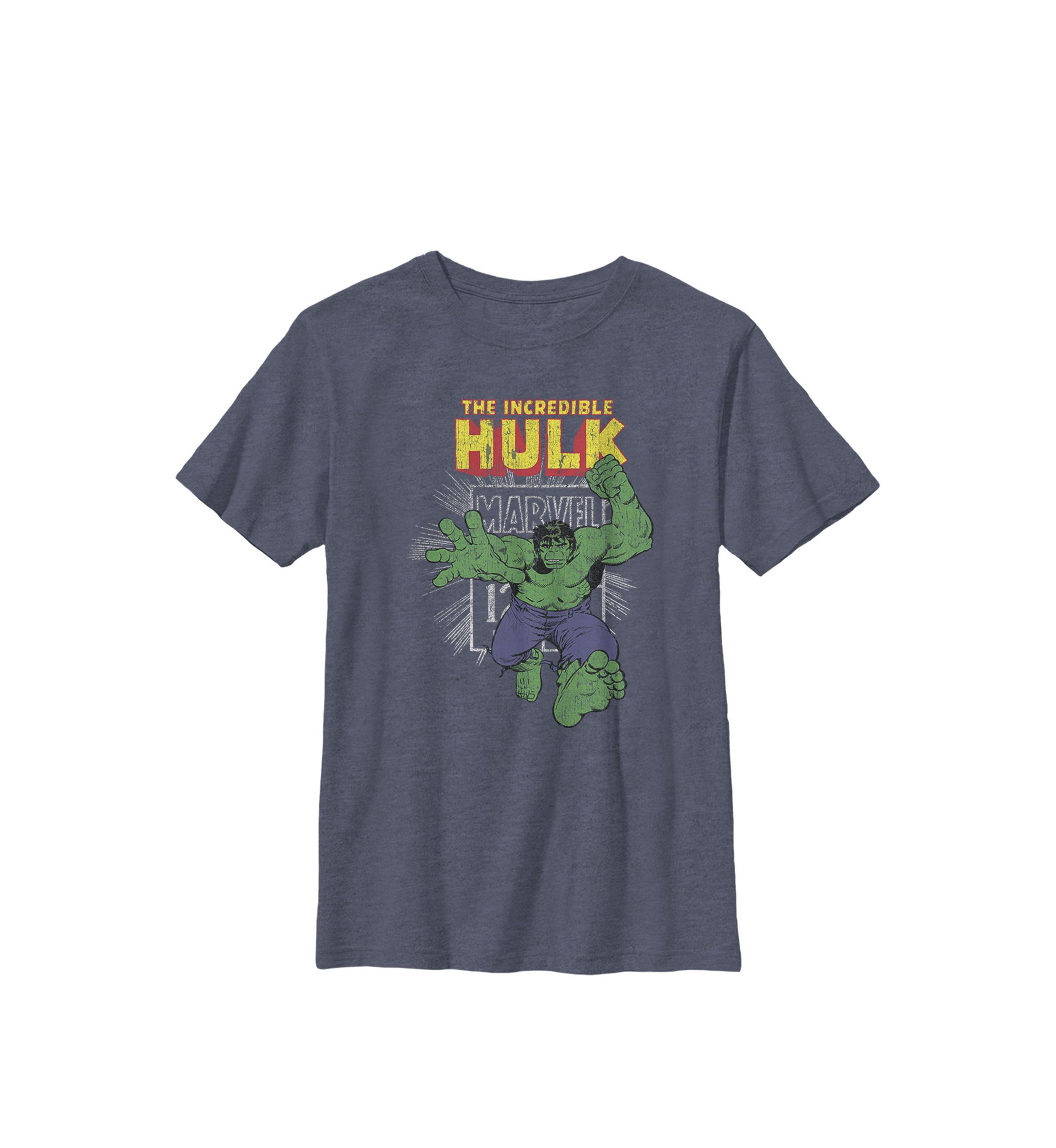 The Incredible Hulk Retro Comic Book Stamp Logo Crew T-Shirt