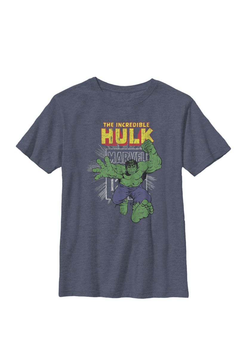 The Incredible Hulk Retro Comic Book Stamp Logo Crew T-Shirt