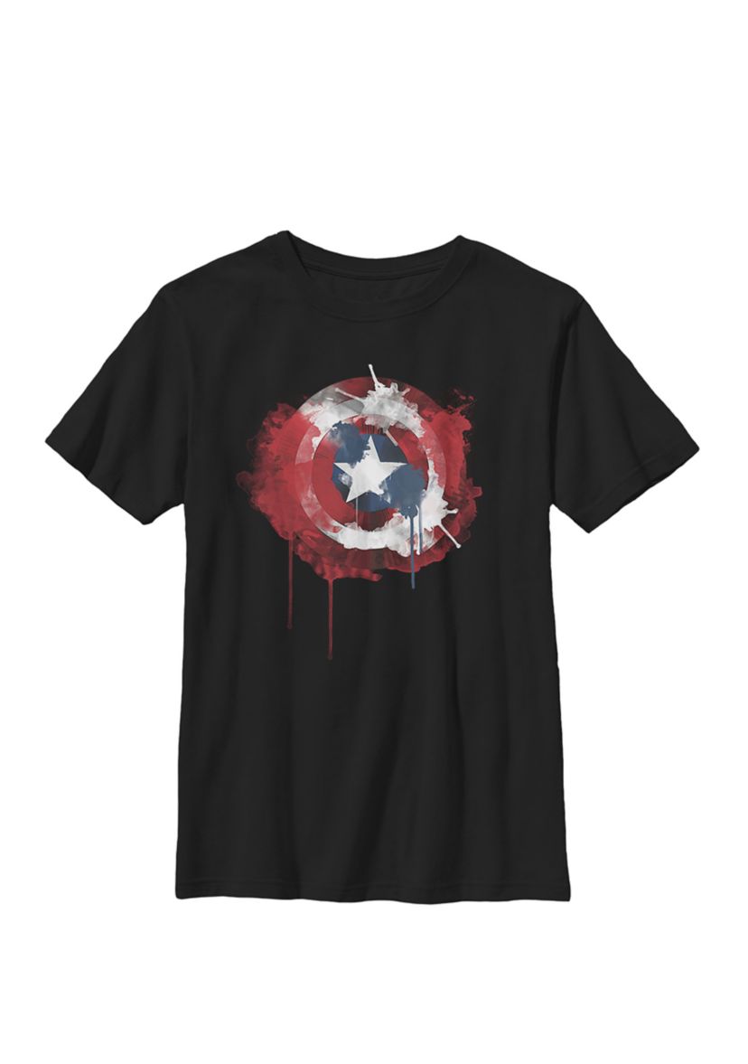 Captain America Avengers Shield Watercolor Crew T-Shirt