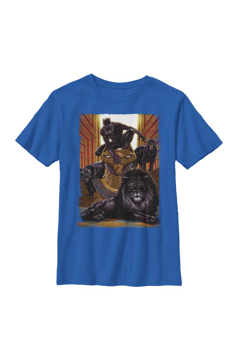  Boys 8-20 Black Panther King In the Lions Den Graphic T-Shirt