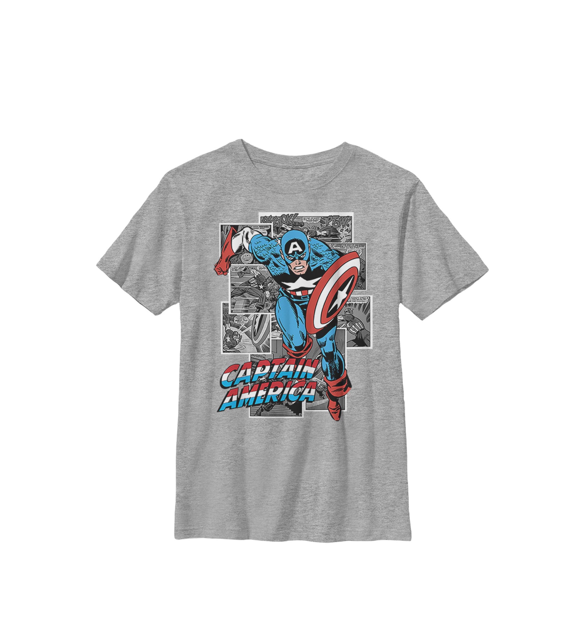 Boys 8-20 Avengers Captain America Classic Comic Art Graphic T-Shirt