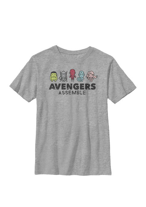 Boys 8-20 Avengers Assemble Group Shot Small Doodle Graphic T-Shirt 