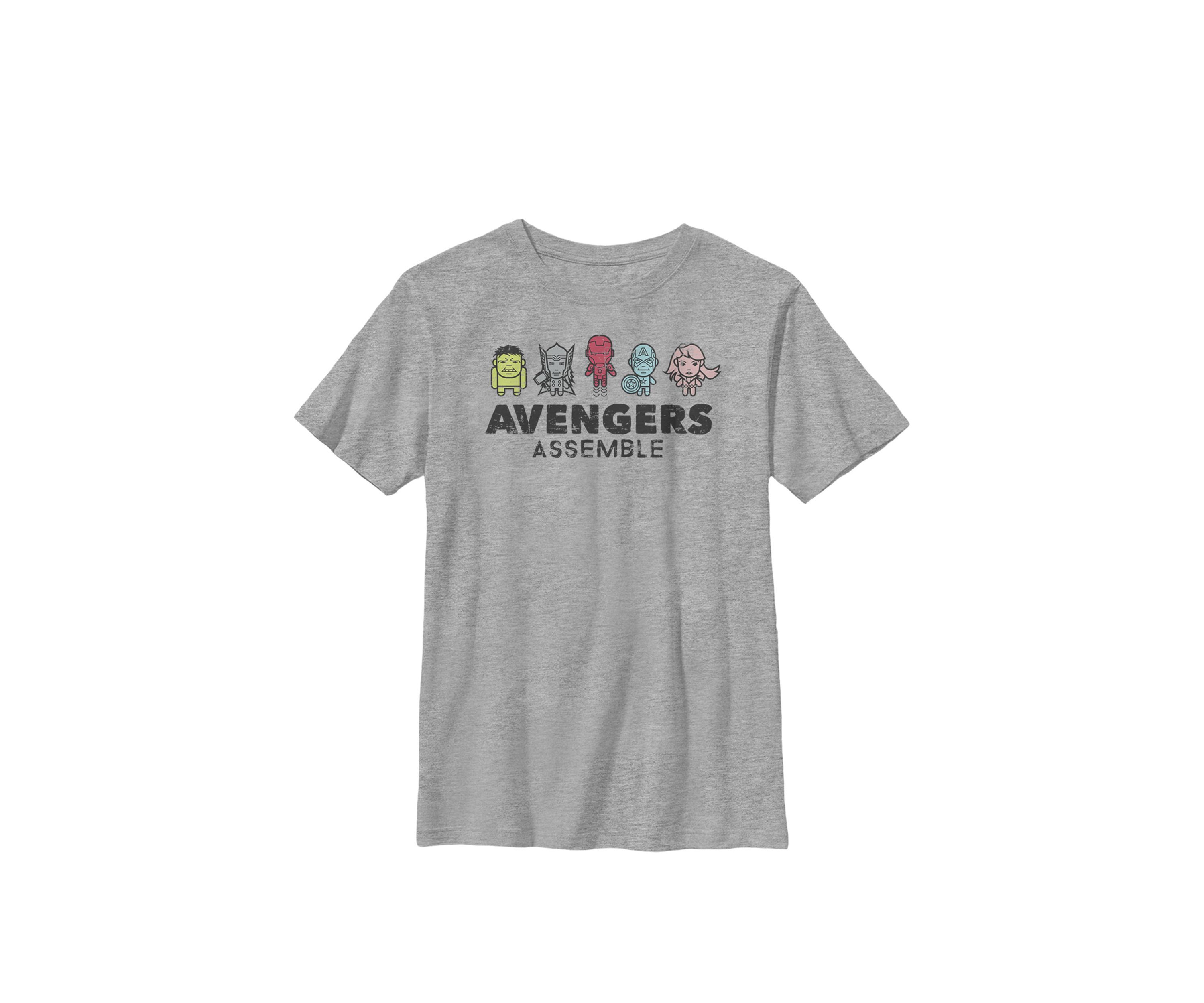 Boys 8-20 Avengers Assemble Group Shot Small Doodle Graphic T-Shirt 