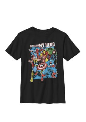 Marvel Boys 8-20 Heros My Dad My Hero Father's Day Graphic T-Shirt, Black, XSmall