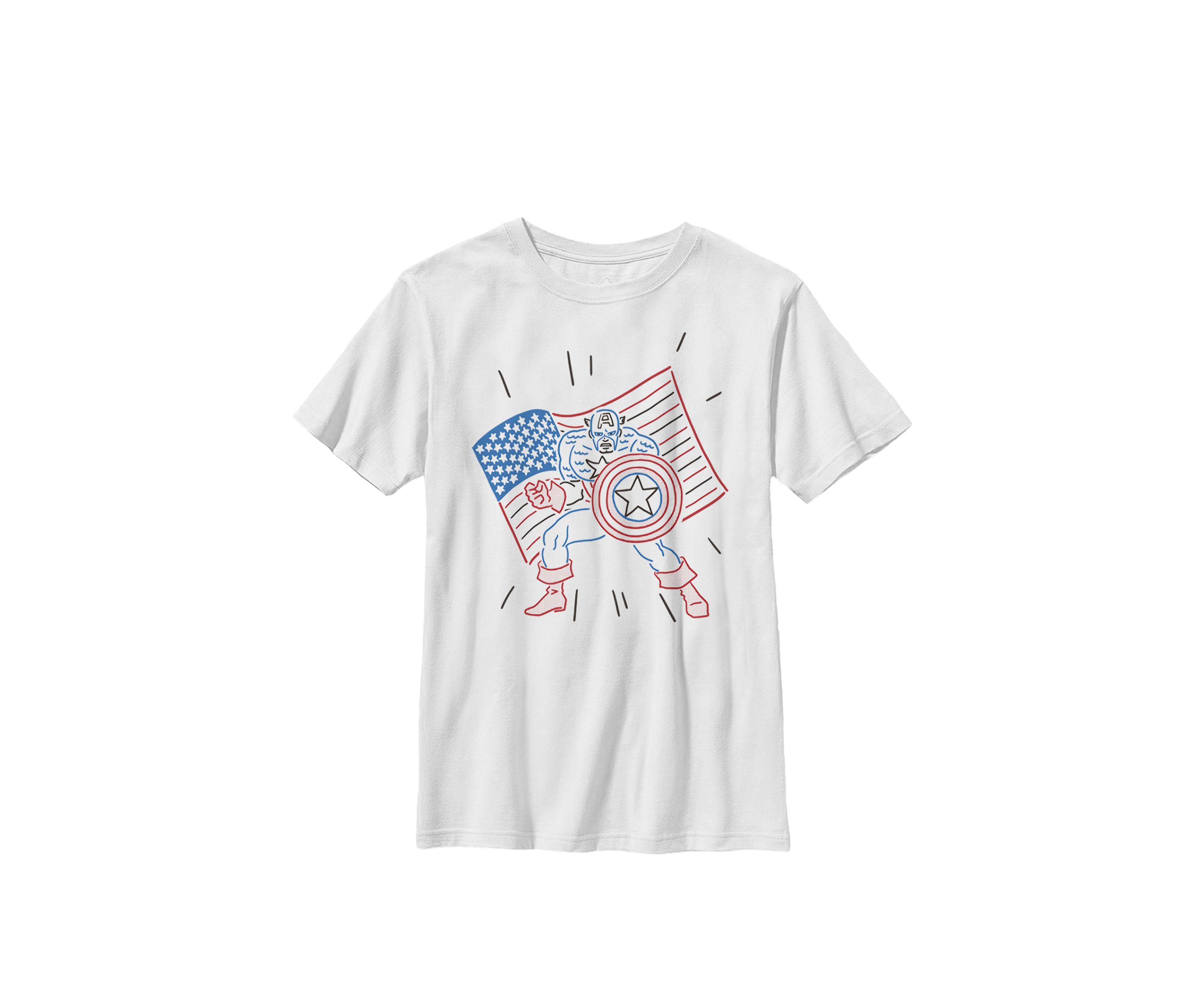 Boys 8-20 Captain America Patriotic Line Art Graphic T-Shirt