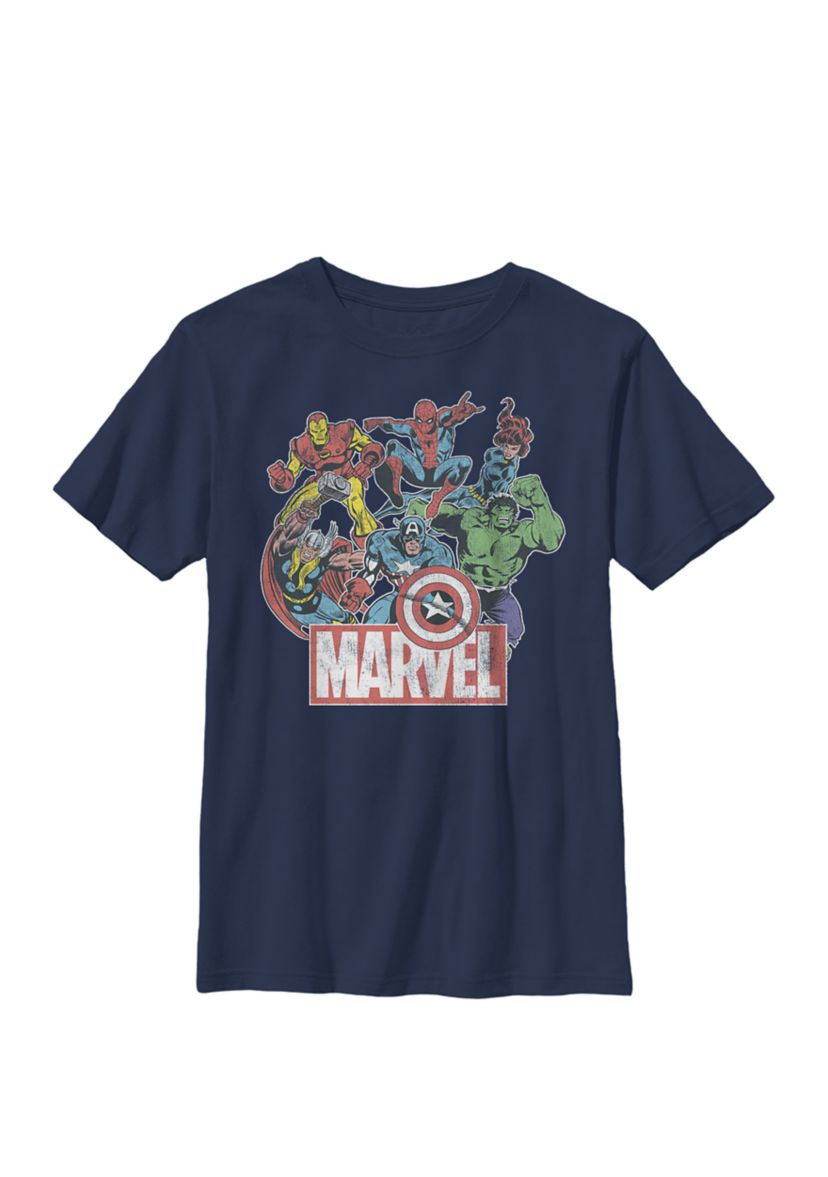 Boys 8-20 Avengers Team Retro Comic Vintage Graphic T-Shirt