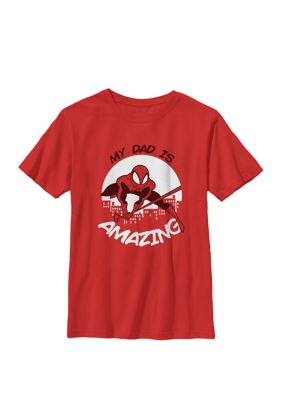 Marvel Boys 8-20 Father's Day My Dad Is Amazing Spider-Man Action Pose Graphic T-Shirt, Red, XSmall