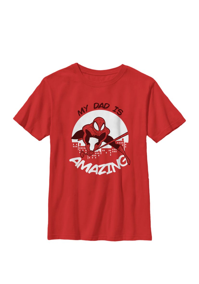 Boys 8-20 Fathers Day My Dad Is Amazing Spider-Man Action Pose Graphic T-Shirt