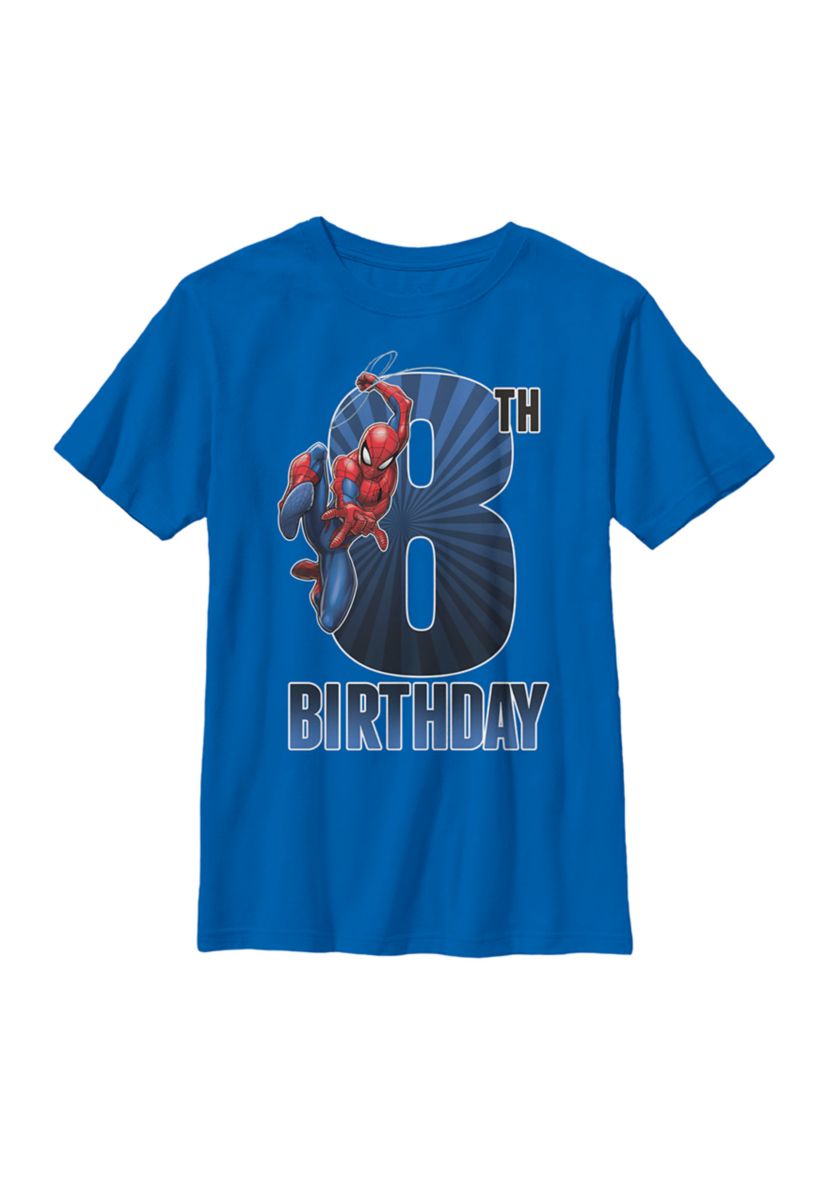 Boys 8-20 Spider-Man Swinging 8th Birthday Graphic T-Shirt