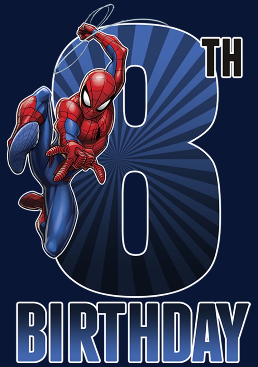 Boys 8-20 Spider-Man Swinging 8th Birthday Graphic T-Shirt