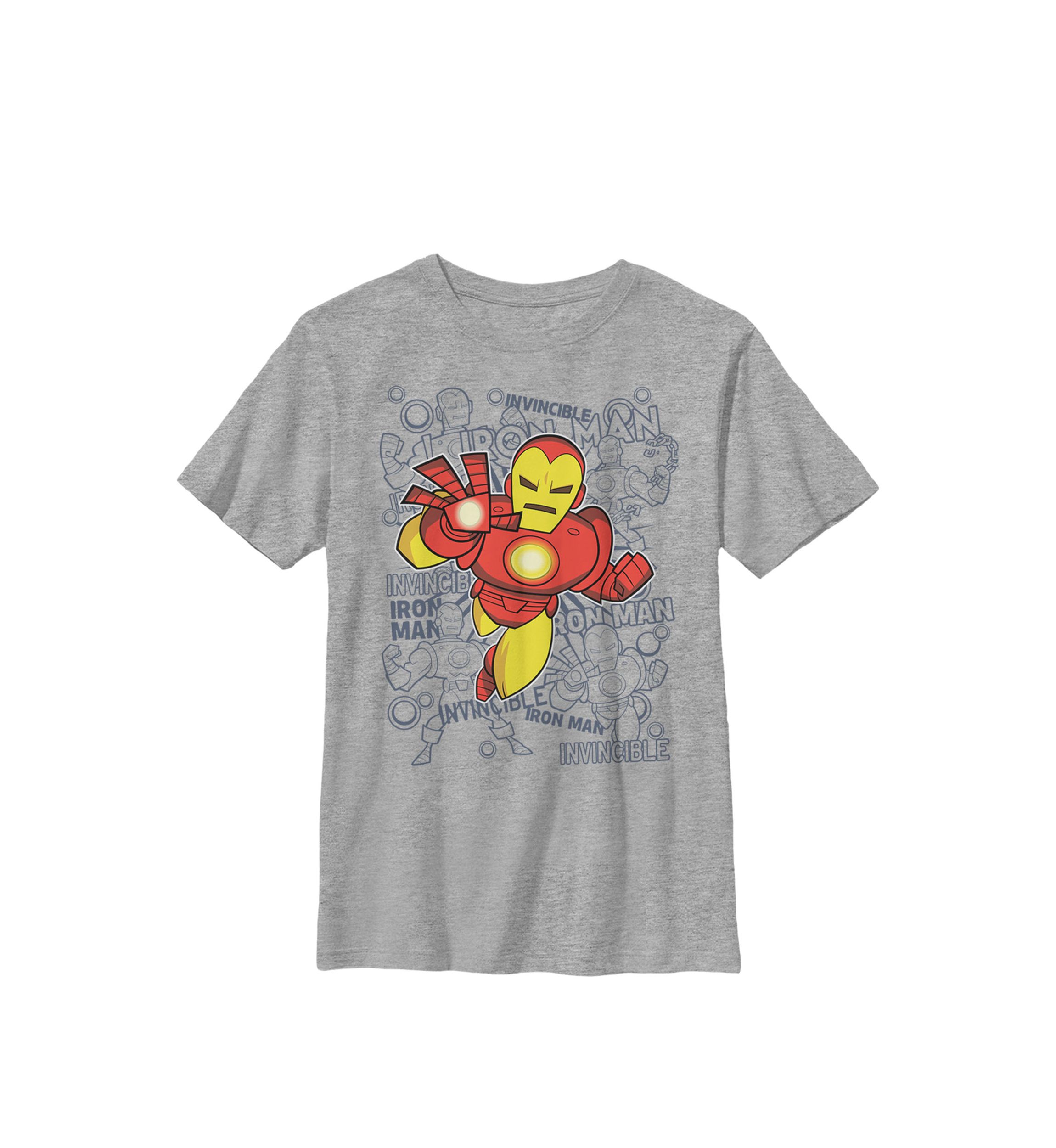 Boys 8-20 Iron Man Retro Portrait Sketch Background Graphic T-Shirt