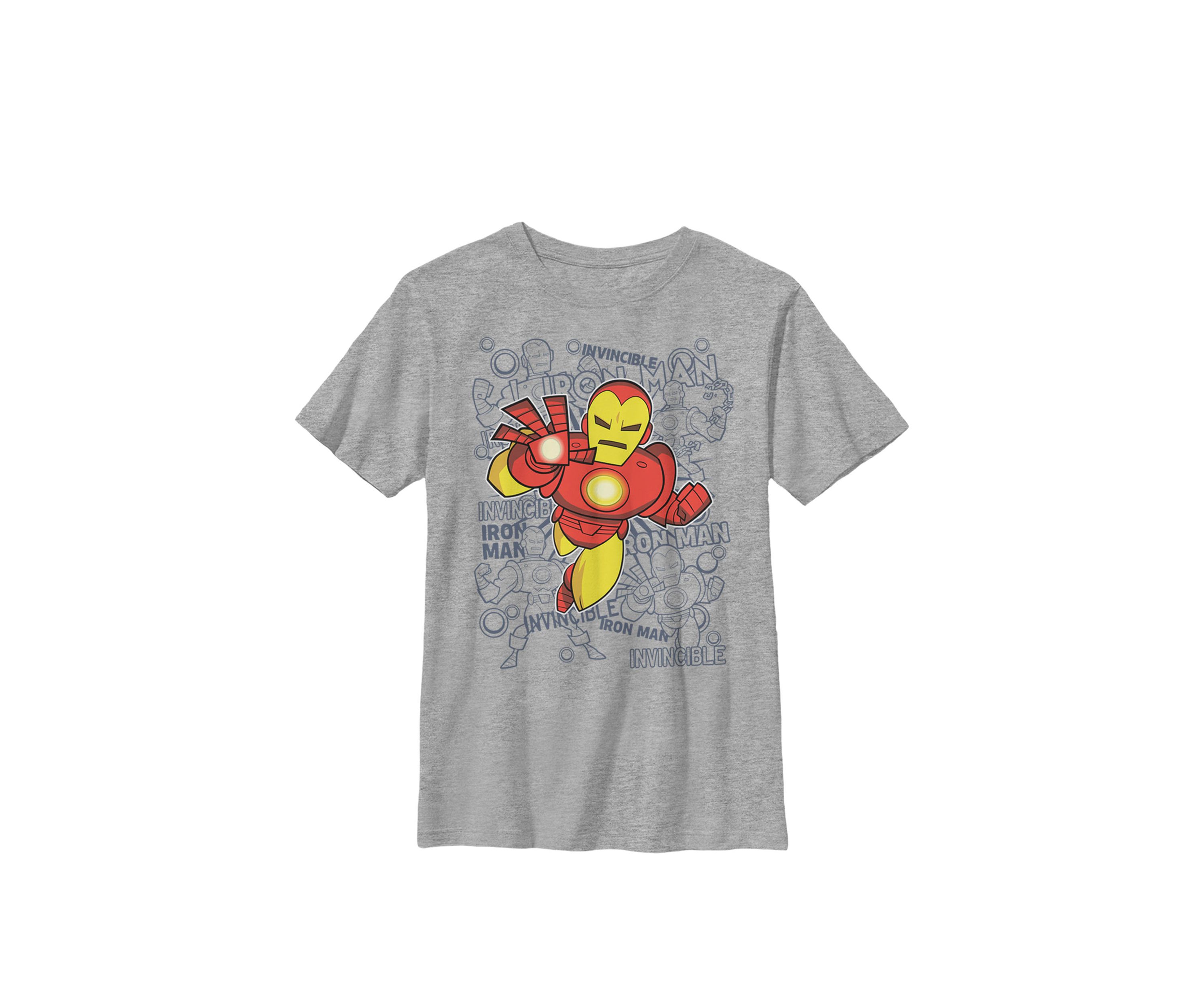 Boys 8-20 Iron Man Retro Portrait Sketch Background Graphic T-Shirt