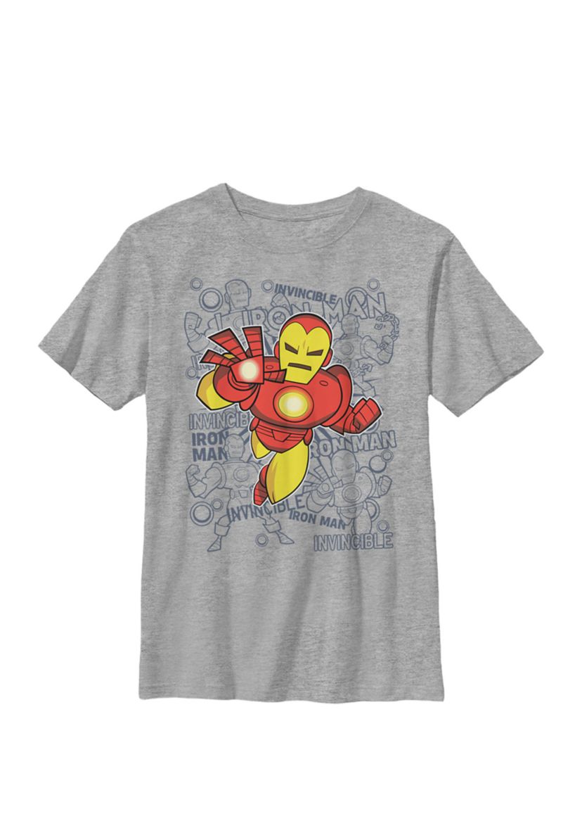 Boys 8-20 Iron Man Retro Portrait Sketch Background Graphic T-Shirt