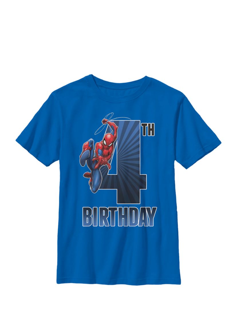 Boys 8-20 Spider-Man Swinging 4th Birthday Graphic T-Shirt
