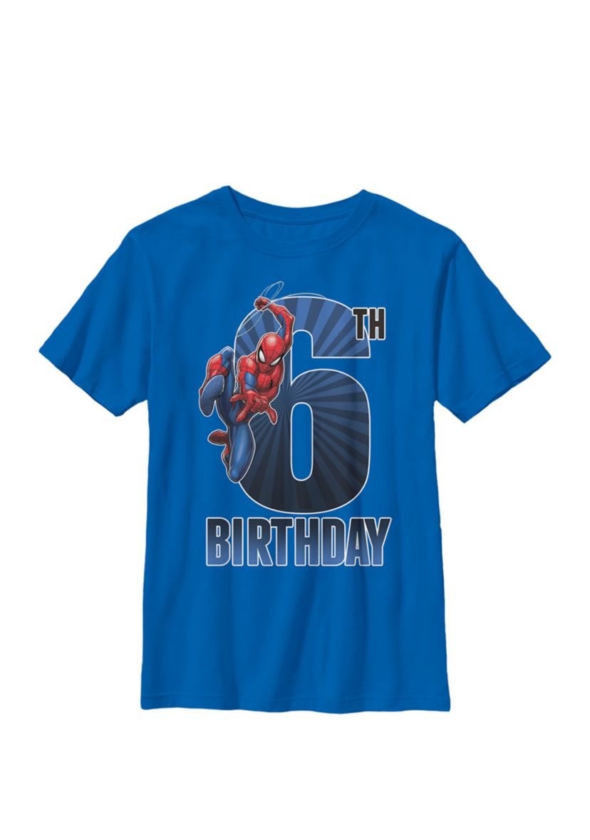 Boys 8-20 Graphic Spider-Man Swinging 6th Birthday  T-Shirt