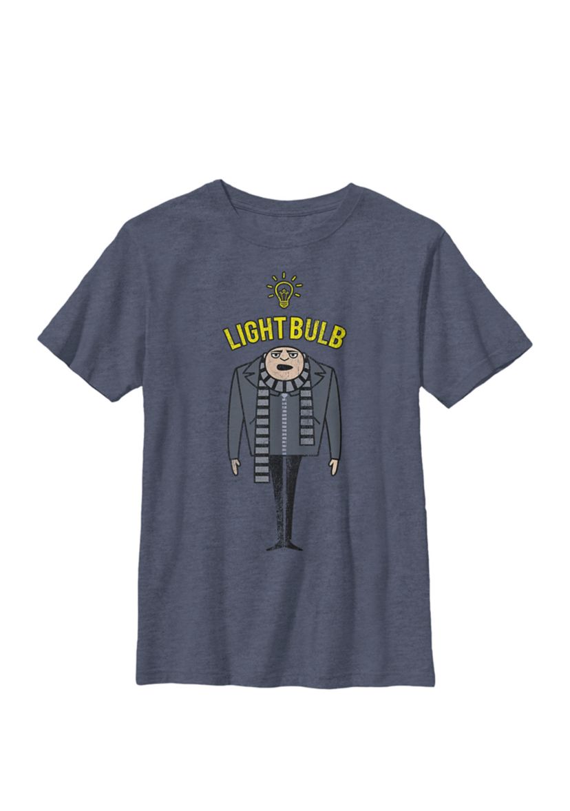 Minions Gru Light Bulb Crew Graphic T-Shirt
