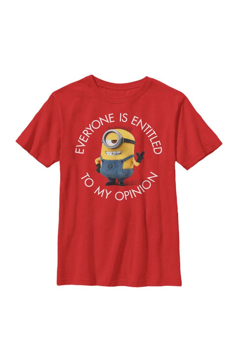  Minions Stuarts Opinion Crew Graphic T-Shirt