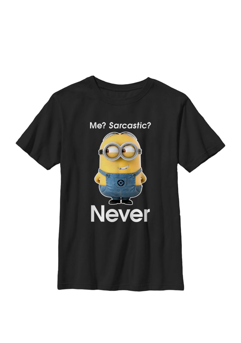 Minions Me Sarcastic Never Crew Graphic T-Shirt