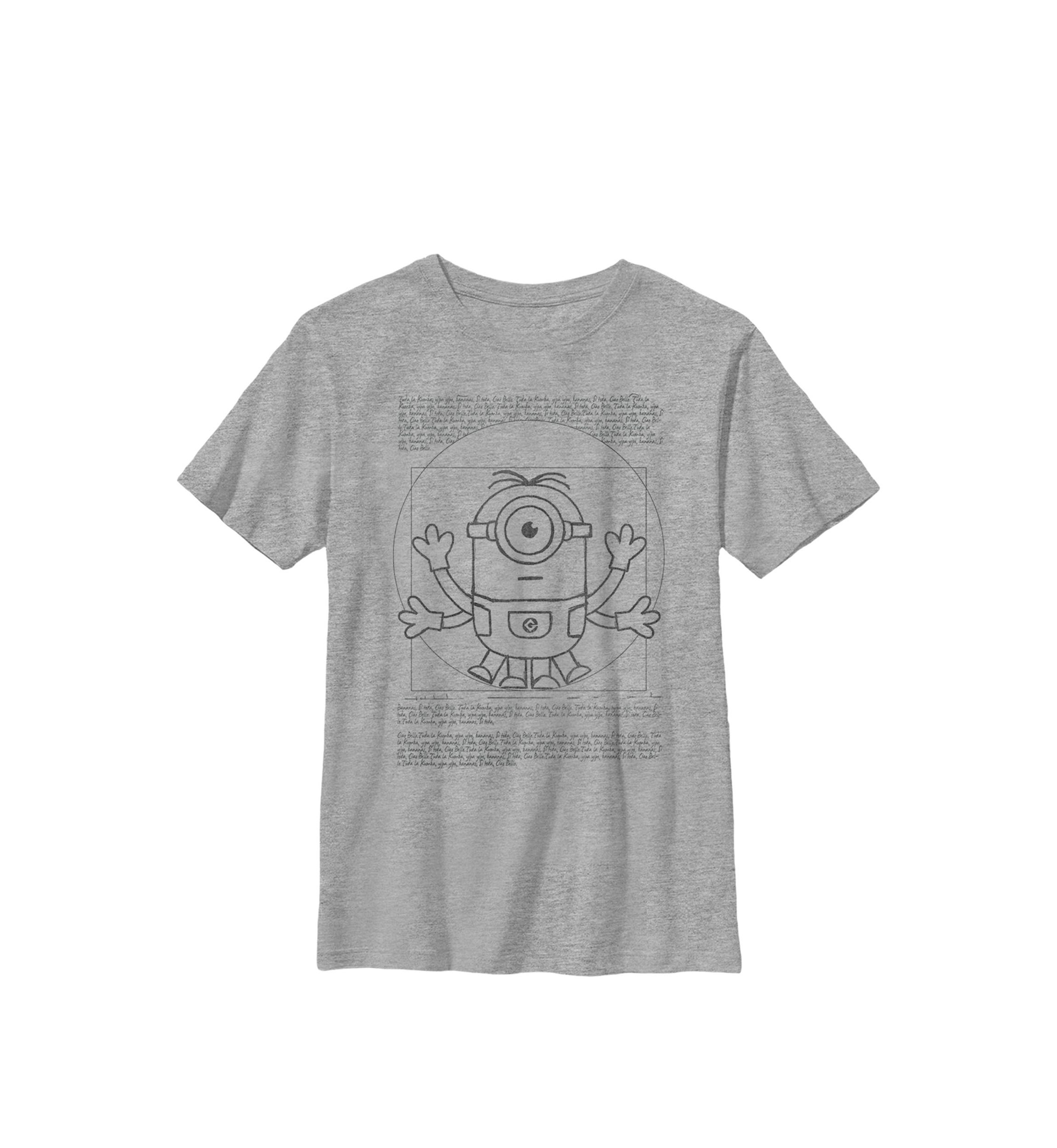 Minions Vitruvian Minion Scroll Poster Crew Graphic T-Shirt