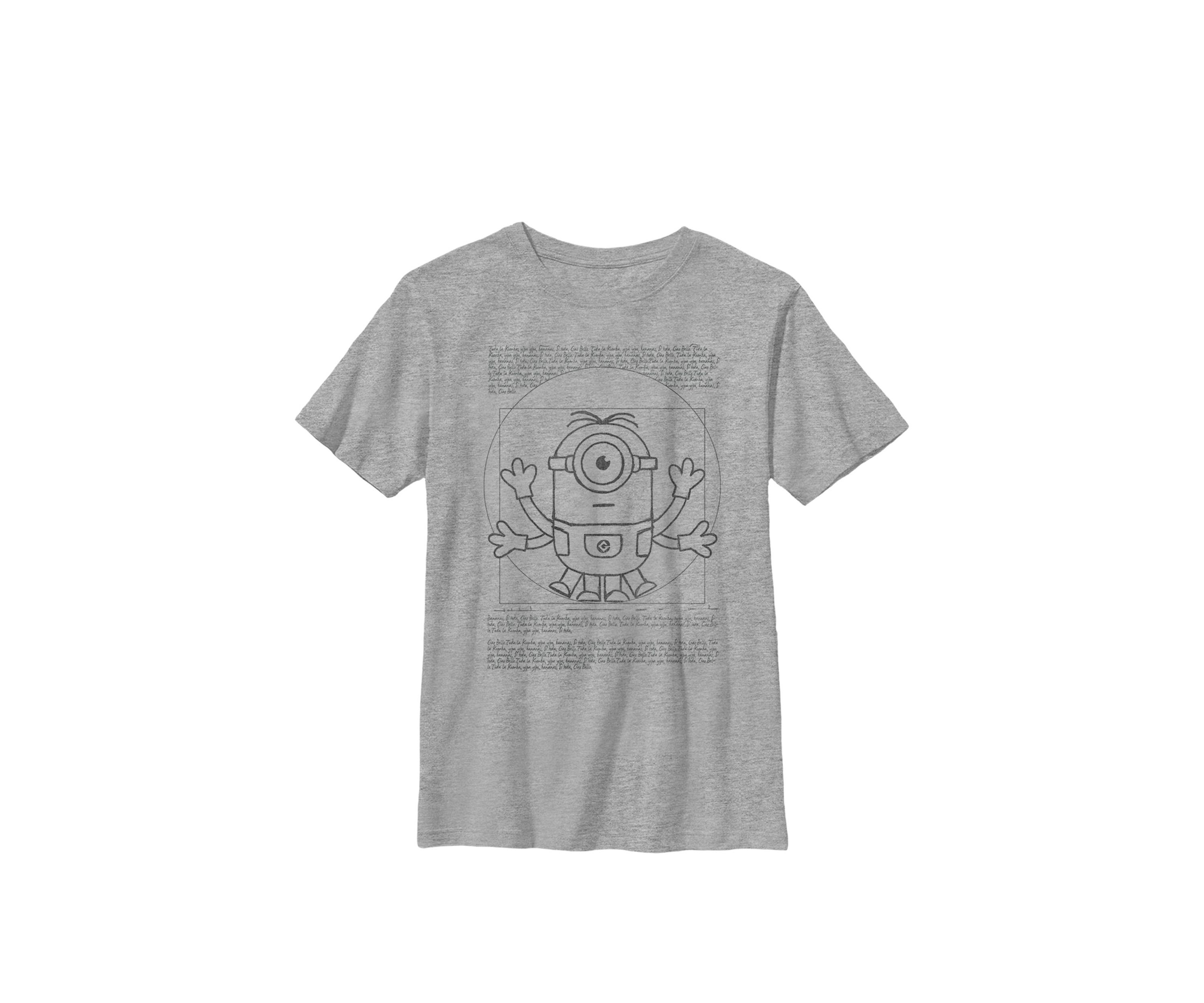 Minions Vitruvian Minion Scroll Poster Crew Graphic T-Shirt