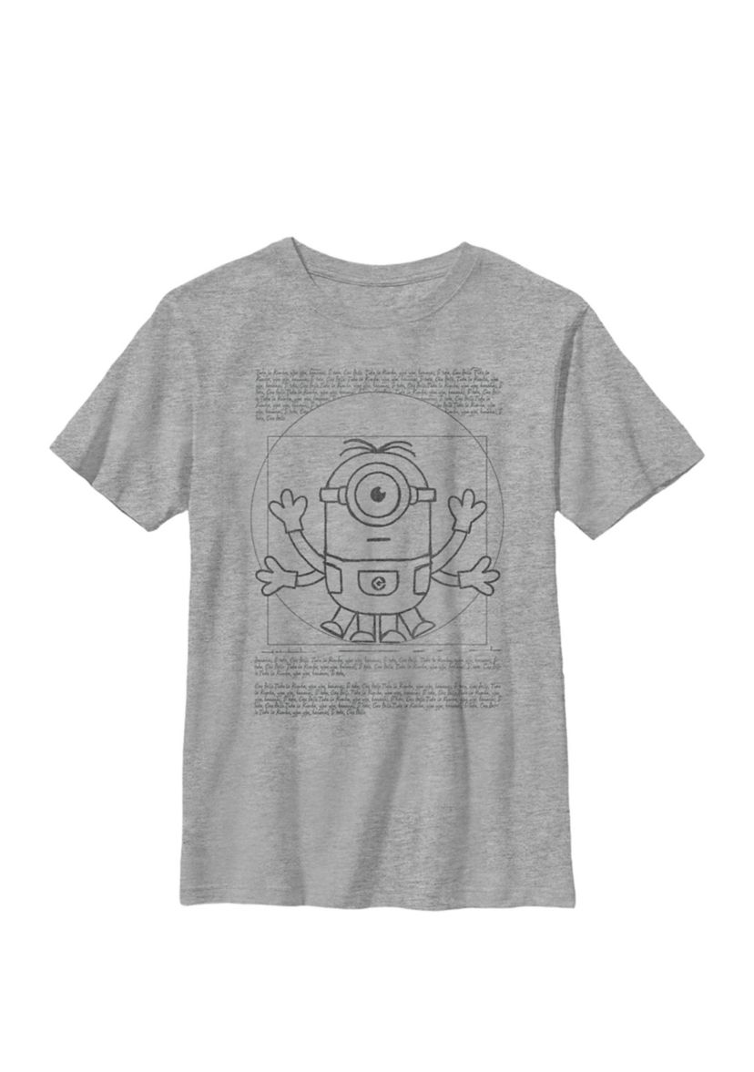 Minions Vitruvian Minion Scroll Poster Crew Graphic T-Shirt