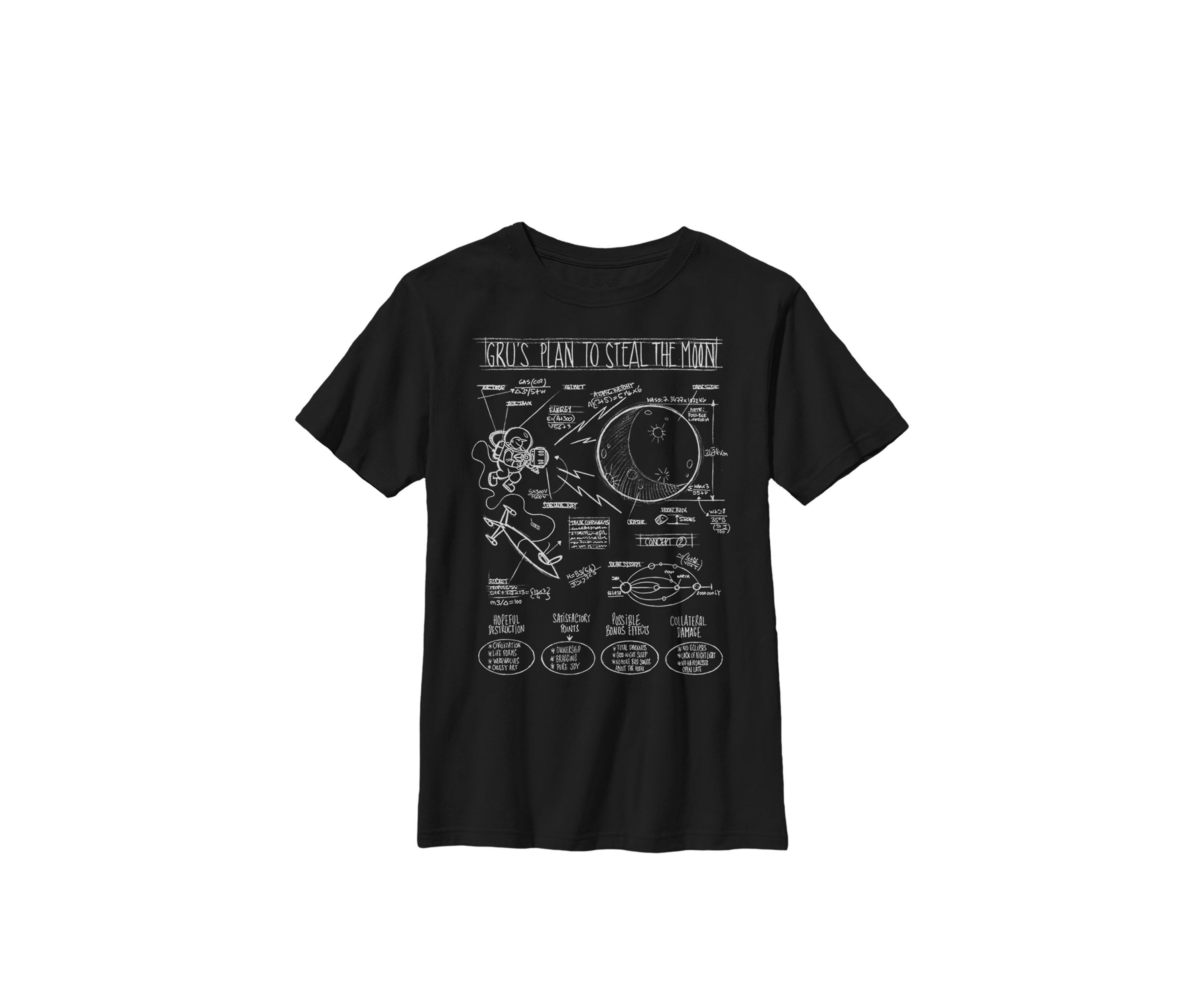  Minions Grus Moon Plans Crew Graphic T-Shirt