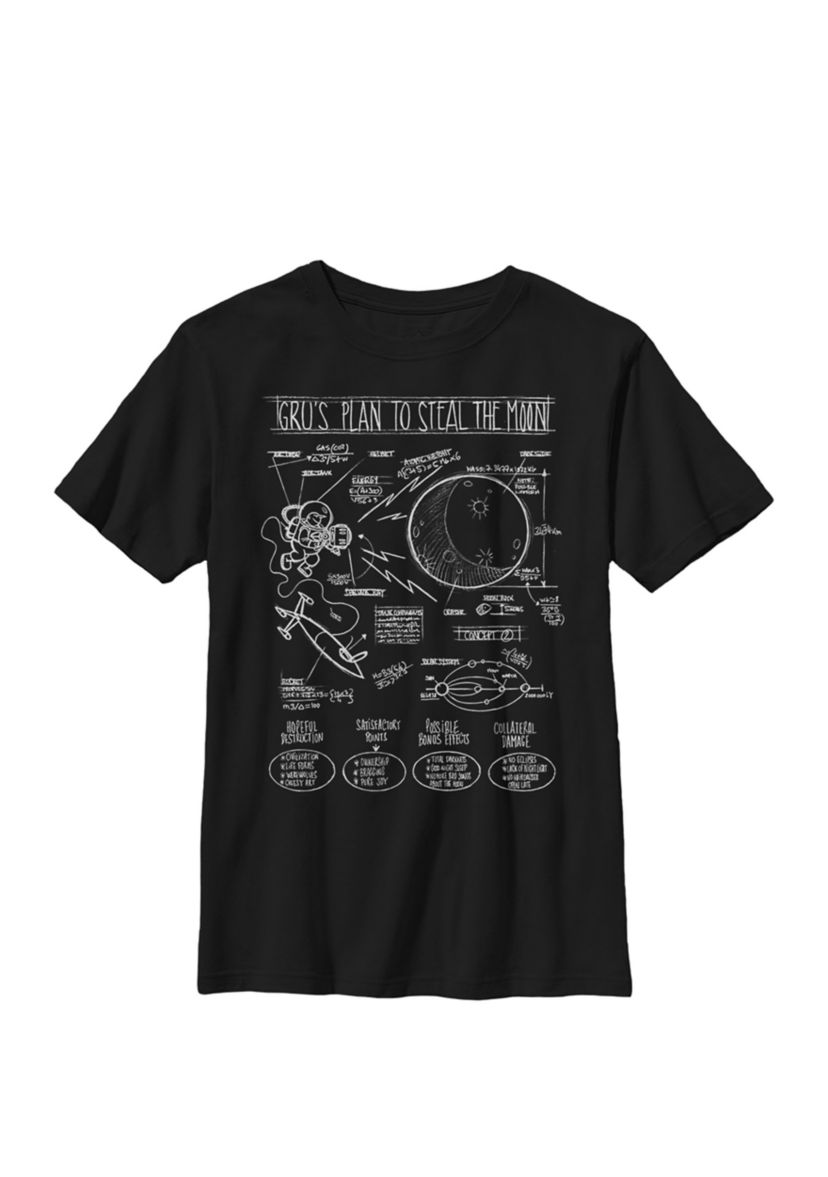  Minions Grus Moon Plans Crew Graphic T-Shirt