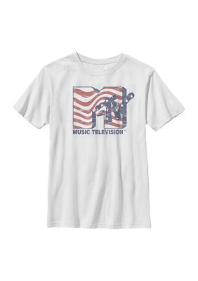 MTV Kids Stars And Stripes Graphic T-Shirt, White, XSmall